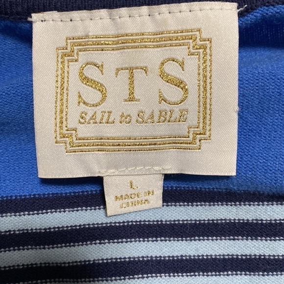 Tuckernuck STS Sail To Sable Sweater Dark Blue Striped Knit Pullover Top Size L - Picture 7 of 8